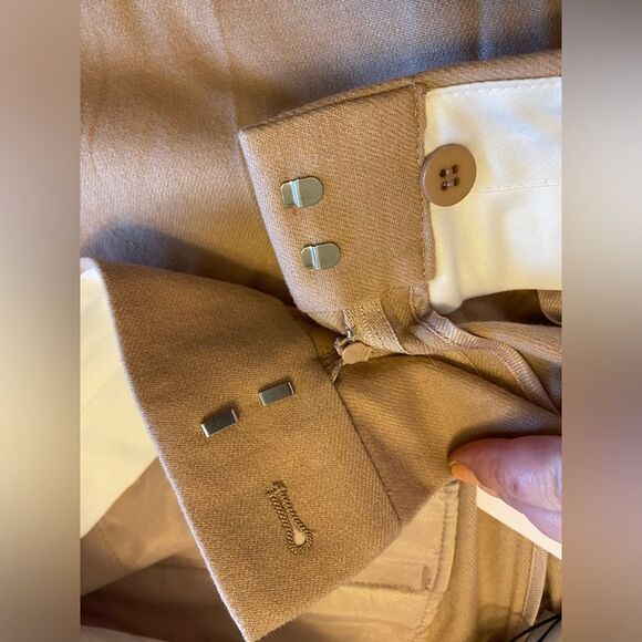 Reiss tan wool blend wide leg slacks trousers business work size 8 - Picture 7 of 13